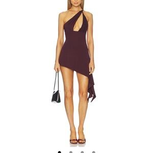 Chic Wine Asymmetrical Mini Dress
